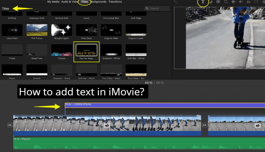 How to add text in iMovie?